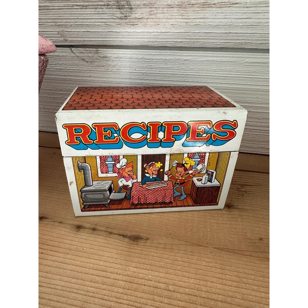 Vintage 19080s Kelloggs Rice Krispies Metal Recipe Box